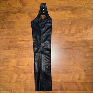 Black Leather Motorcycle Single Chap Size 2XS